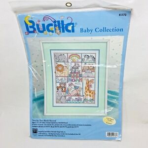 Bucilla Baby Record Cross Stitch Kit 41773 Two by Two 11x14" Noah's Ark‎ Vintage